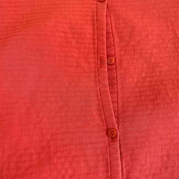 Eileen Fisher Burnt Orange/Red Boxy Tank Top with Mandarin Collar - Picture 2 of 5